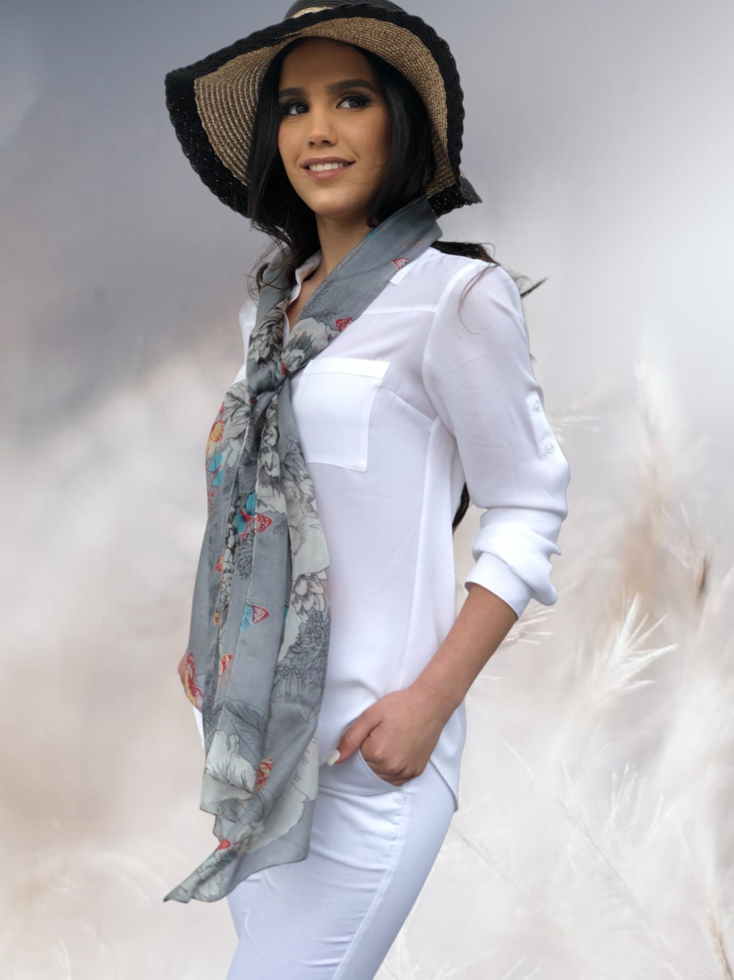 Gray Silk Scarf