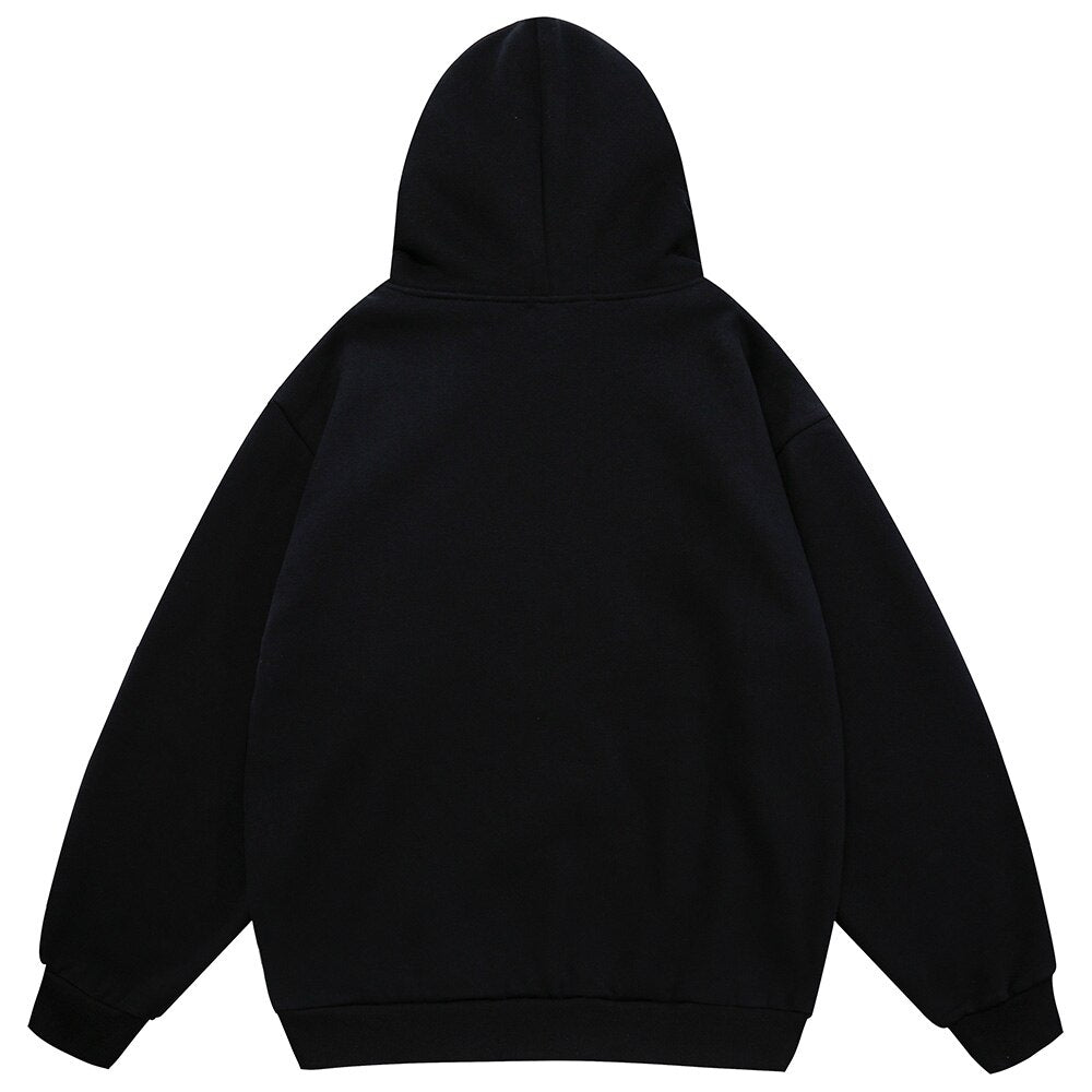 Hoodie Men Cartoon Comics Repairman Star-shaped Print Pullovers Couple Harajuku Fashion Varsity Casual Loose Streetwear