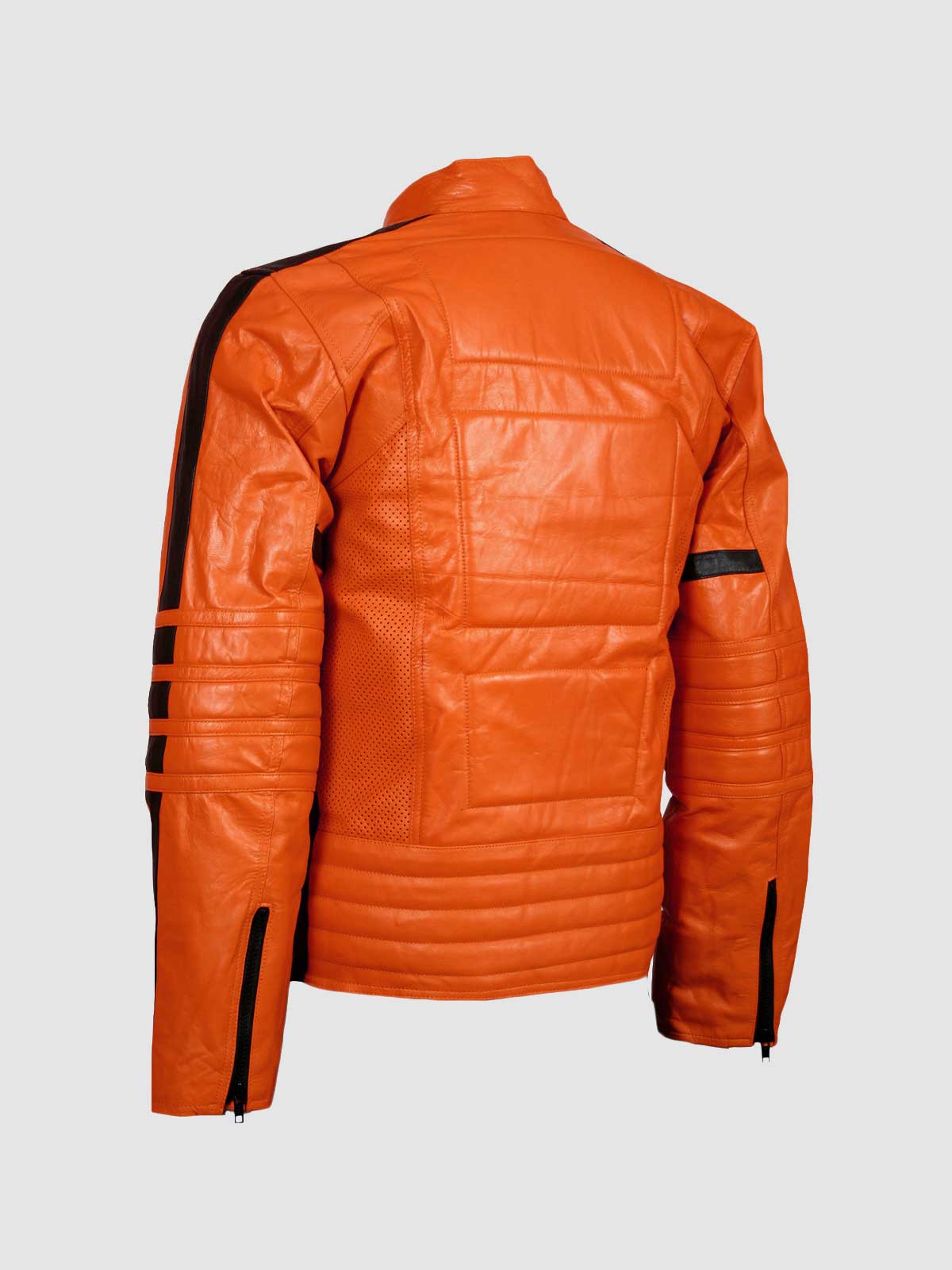 Street Fashion Orange Leather Jacket for Men