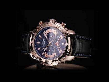 MEGIR Sport Watches for Men Fashion Luxury Military Quartz Wristwatch Leather Waterproof Man Chronograph Clock Relogio Masculino