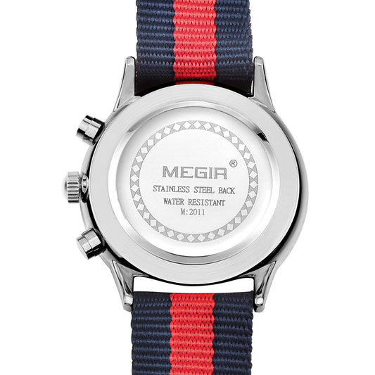 MEGIR Luxury Brand Sports Military Watches for Men Canvas Strap Fashion Men Chronograph Waterproof Luminous Quartz Wristwatch Clock 2011