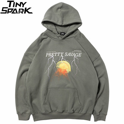 Men Hoodie Sweatshirt Hip Hop Streetwear Lightning Hoodie Pullover Harajuku Autumn Winter Fleece Hoodies Cotton Hipster