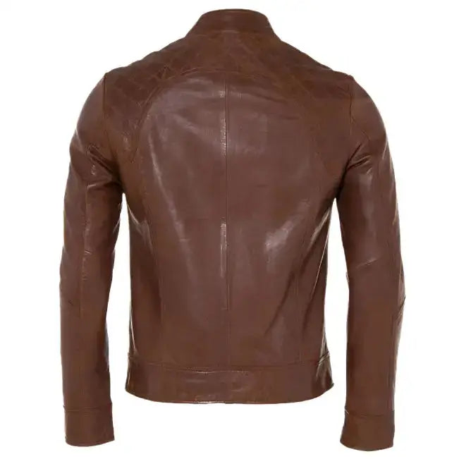 Mens Cognac Leather Fashion Jacket