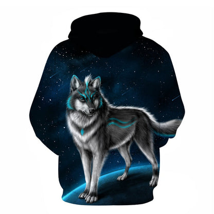 Fashion Galaxy Space 3D Hoodie bright wolf Print Hoodies Sweatshirts Men Women Unisex Hooded Pullovers Animal 3D Tops