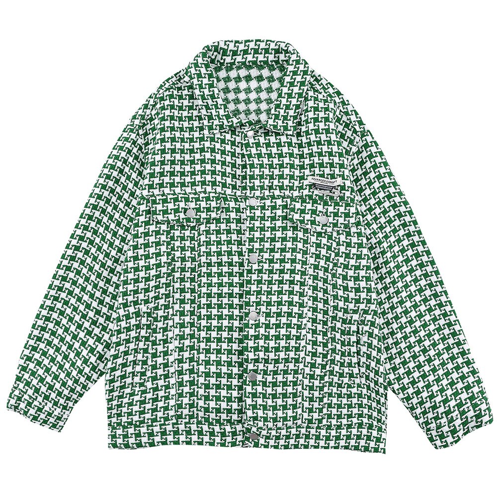Jacket Men Classic knitted Plaid Turn-down Collar Jackets Coat Autumn Oversize Vintage Fashion All-match Outwear Unisex