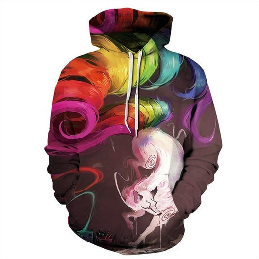 Funny Colorful Fox 3D Hoodies Men Women